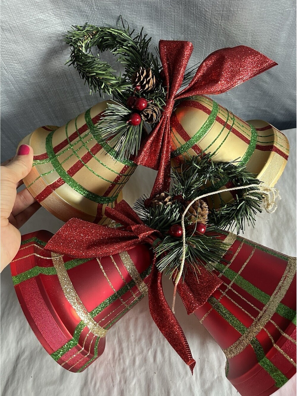 2pk large Christmas Bells Wall Tree Decorations